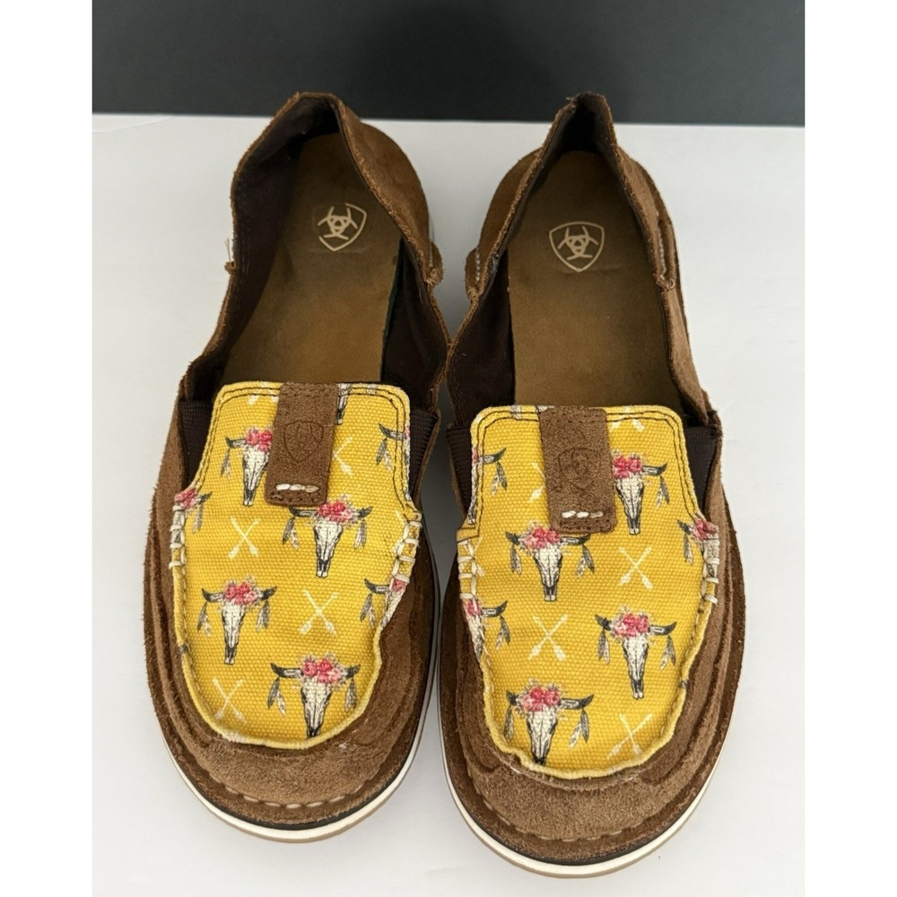 Ariat Cruiser Slip On Loafers Womens Sz 7B Yellow/Chestnut Suede Steerhead - Picture 4 of 11